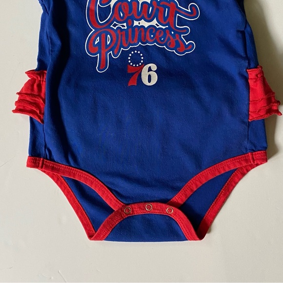 Philadelphia 76ers One Piece Size 6 9 Months Court Princess Romper Ruffle Hoops - Picture 5 of 15
